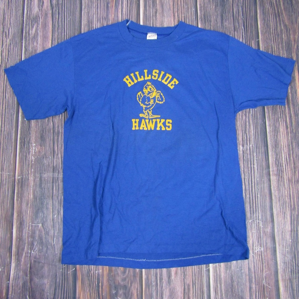 Sportswear Hillside Hawks T-Shirt Mens Large Blue Vintage Graphic Tee USA Made
